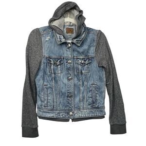2015 Y2K American Eagle Denim Sweatshirt Hoodie Jacket size medium
